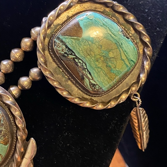 Turquoise coral and Sterling Silver Statement Necklace handmade museum worthy - Picture 5 of 9